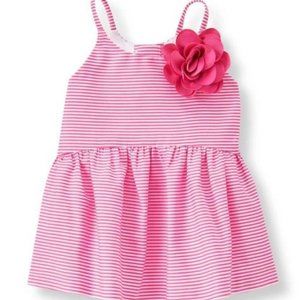 Janie and Jack Girls Pink Striped Peplum Top